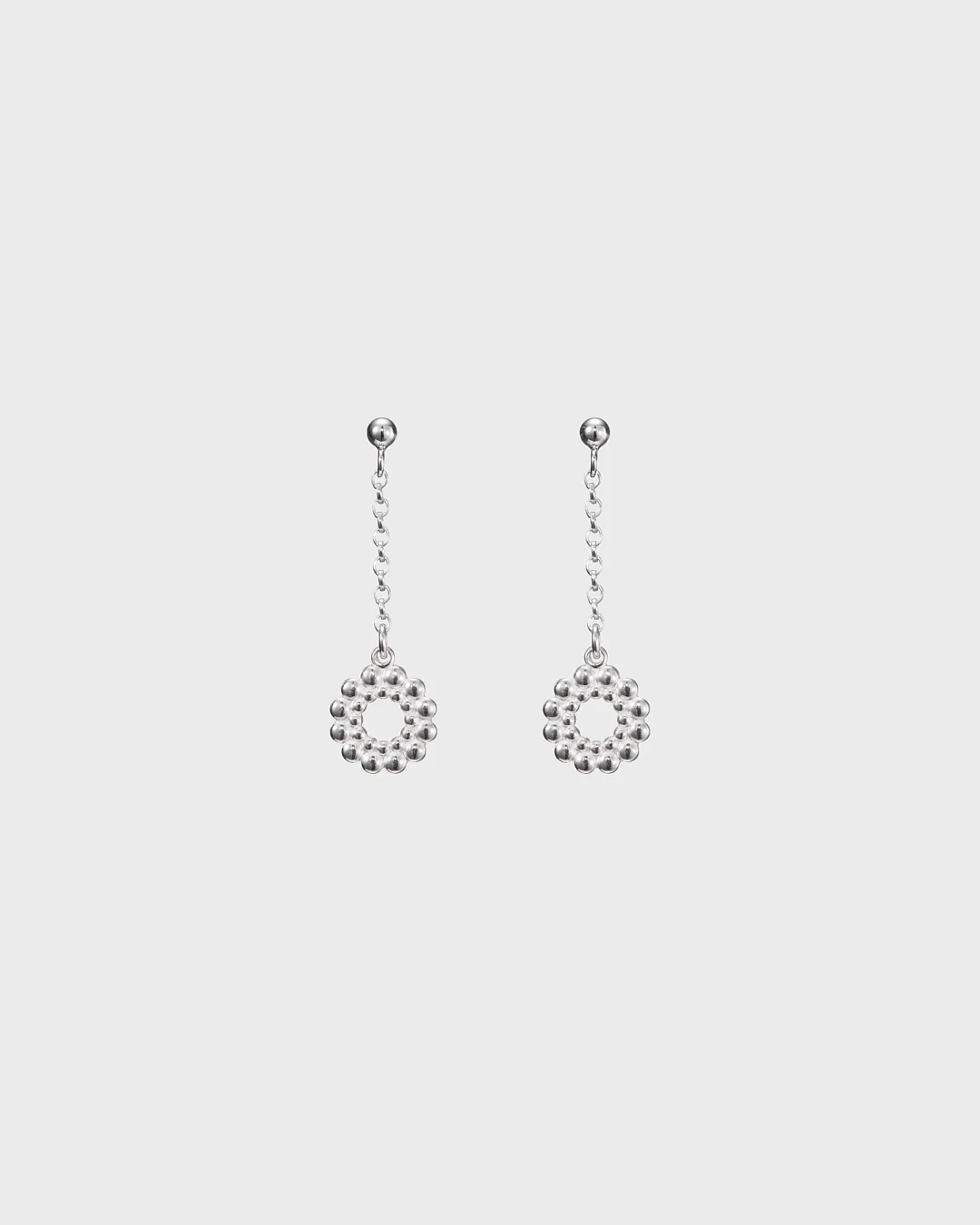 Circle of light drop earrings silver