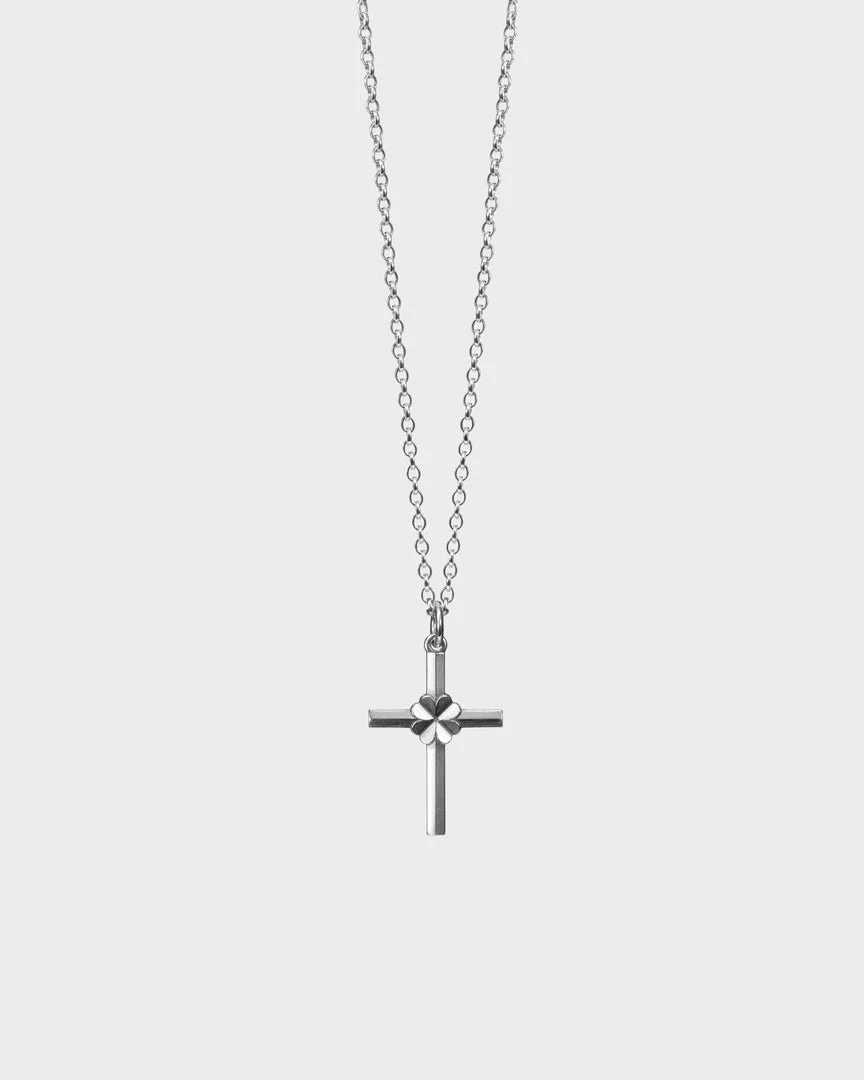 Four-Leaf Clover cross pendant silver