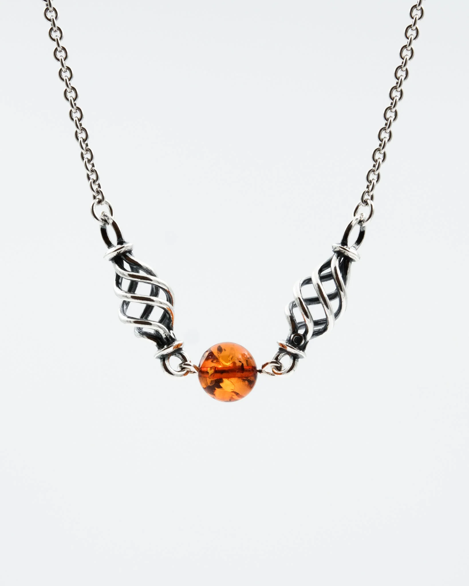 Kept Spirit of Fire necklace 45 cm silver amber