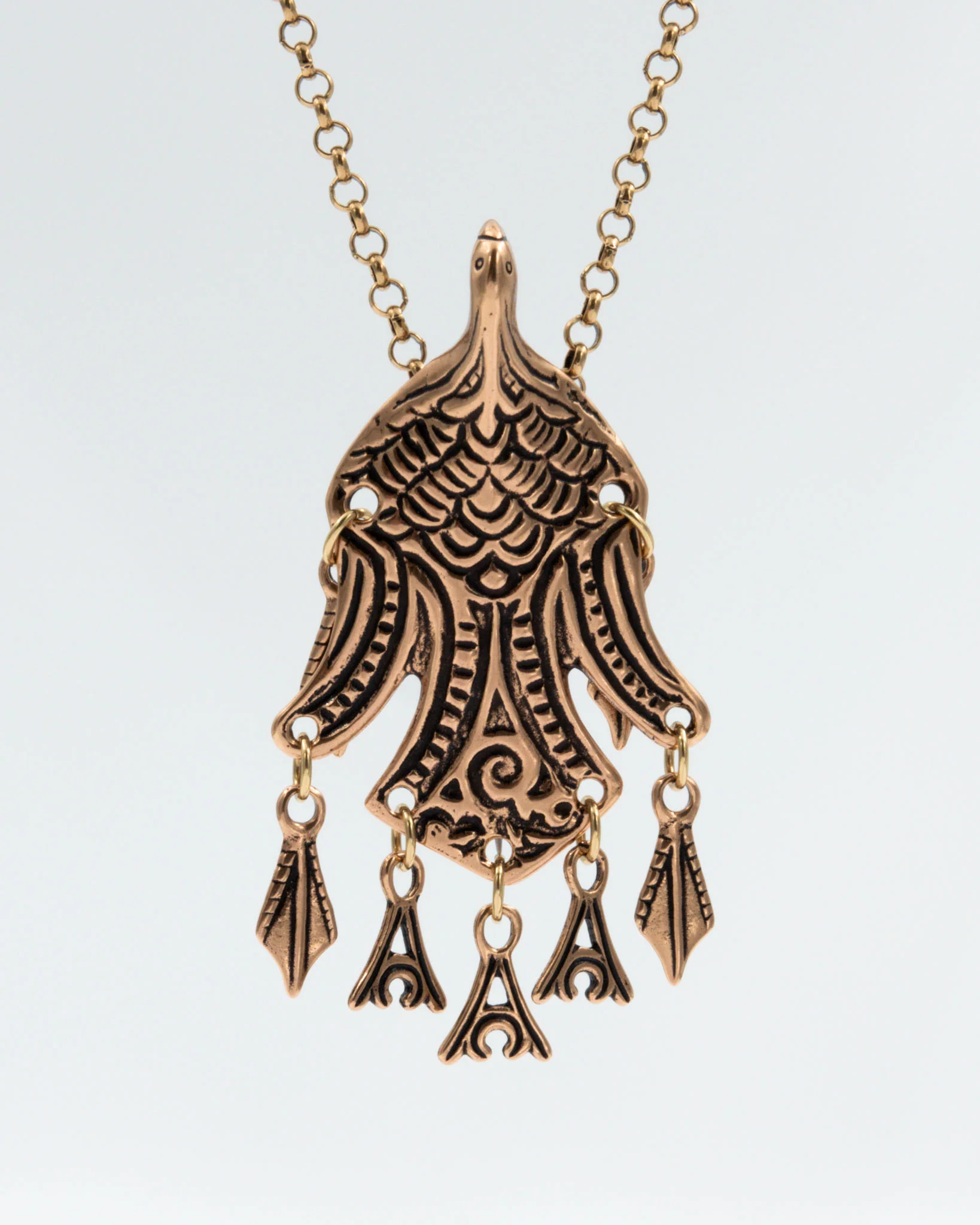 Kept Uhtuan sotka buckle pendant 85 cm bronze