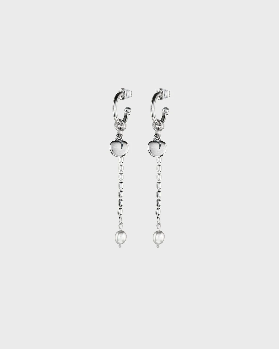 Twinflower single earring silver white pearl