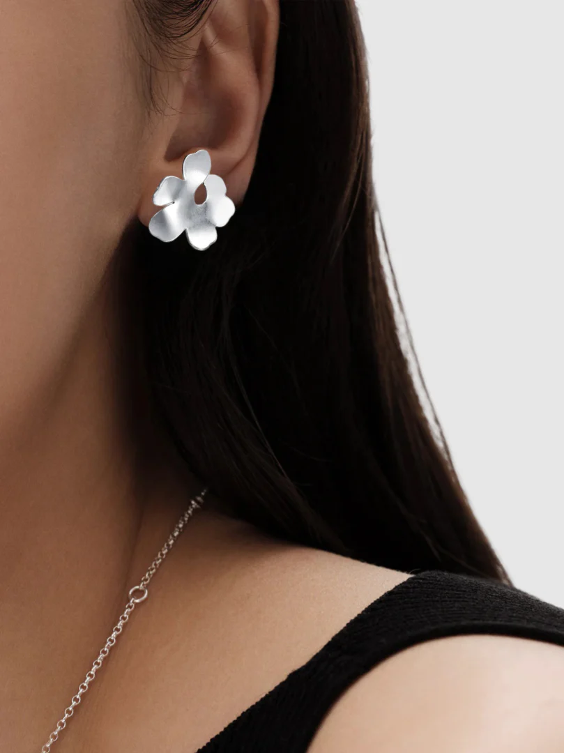 Unikko Earrings Miniature Silver - Image 2